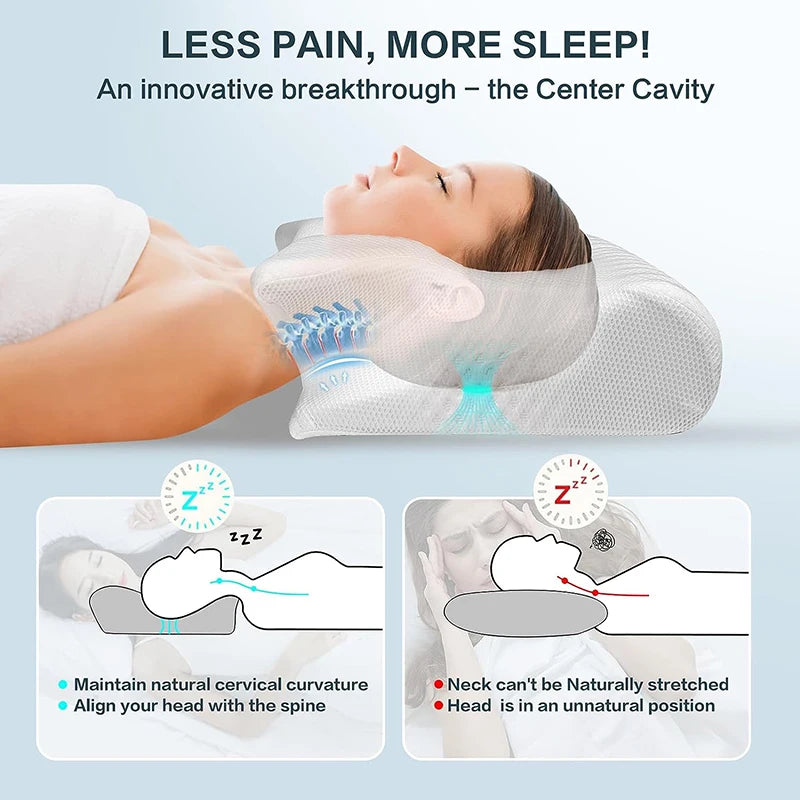 Ultimate Pain Relief – 2-in-1 Orthopedic Memory Foam Neck Pillow