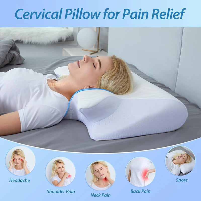 Ultimate Pain Relief – 2-in-1 Orthopedic Memory Foam Neck Pillow
