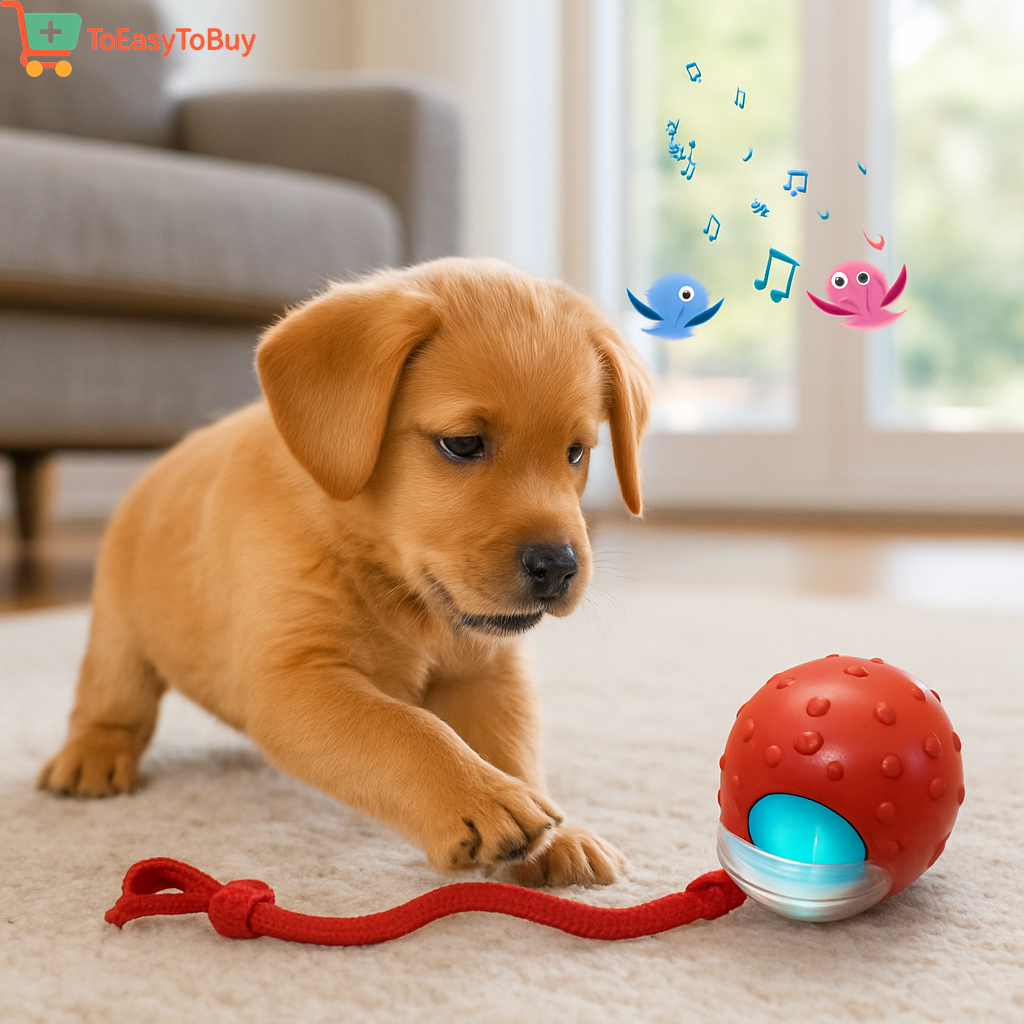 BirdieBuzz - Cat & Dog Toy - Interactive USB Rechargeable Ball Toy on Rug with Bird Chirping, Anti-Depression Fun Gift for Cats & Dogs