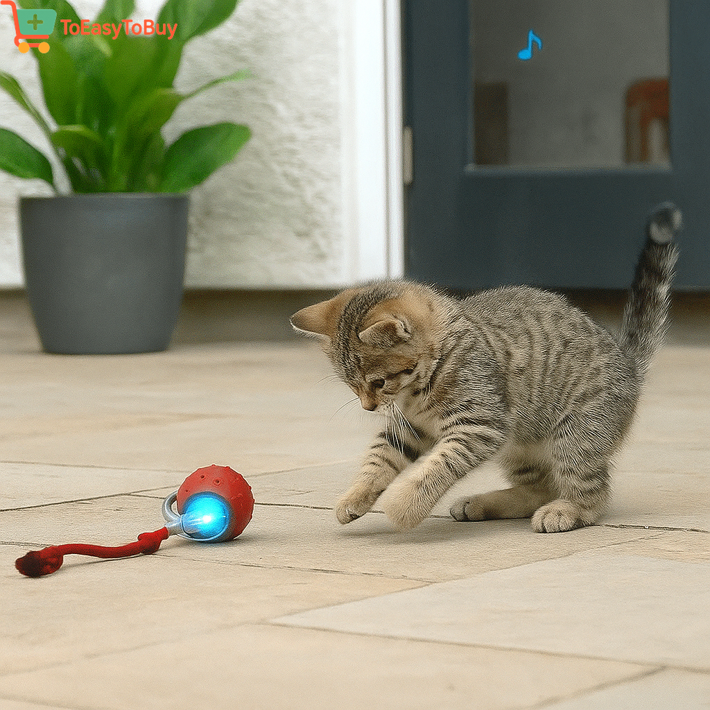 BirdieBuzz - Cat & Dog Toy - Interactive USB Rechargeable Ball Toy on Rug with Bird Chirping, Anti-Depression Fun Gift for Cats & Dogs