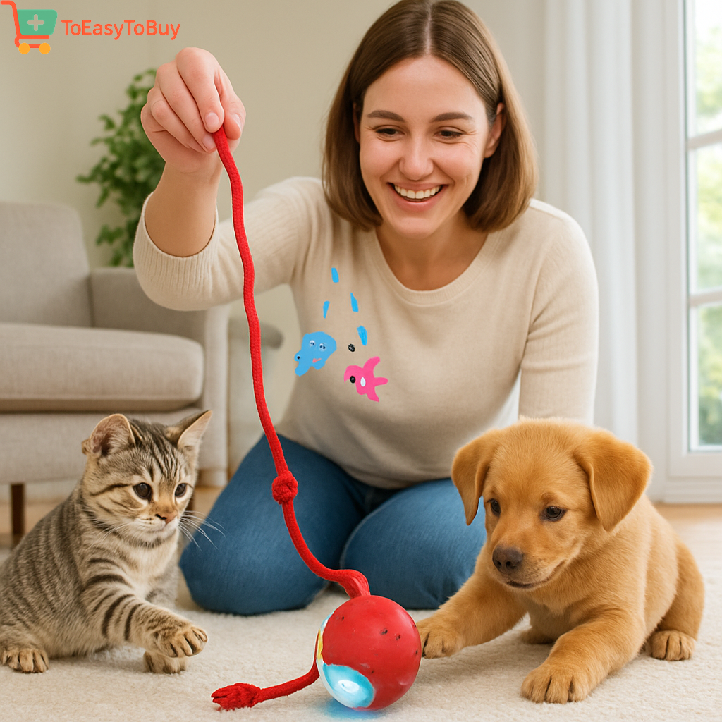 BirdieBuzz - Cat & Dog Toy - Interactive USB Rechargeable Ball Toy on Rug with Bird Chirping, Anti-Depression Fun Gift for Cats & Dogs