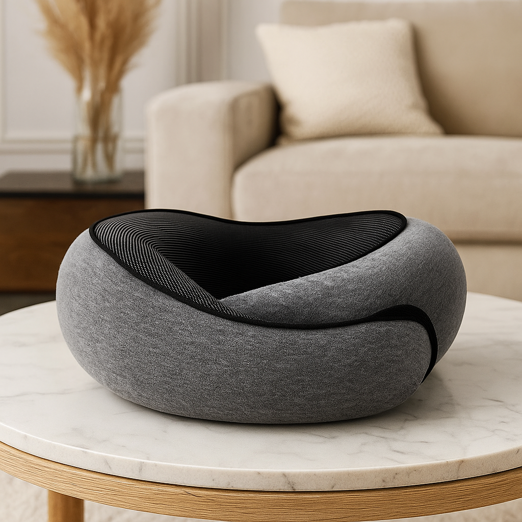 Memory Foam Travel Neck Pillow - U-Shaped Snail Style | Portable, Adjustable & Soft Sleep Support