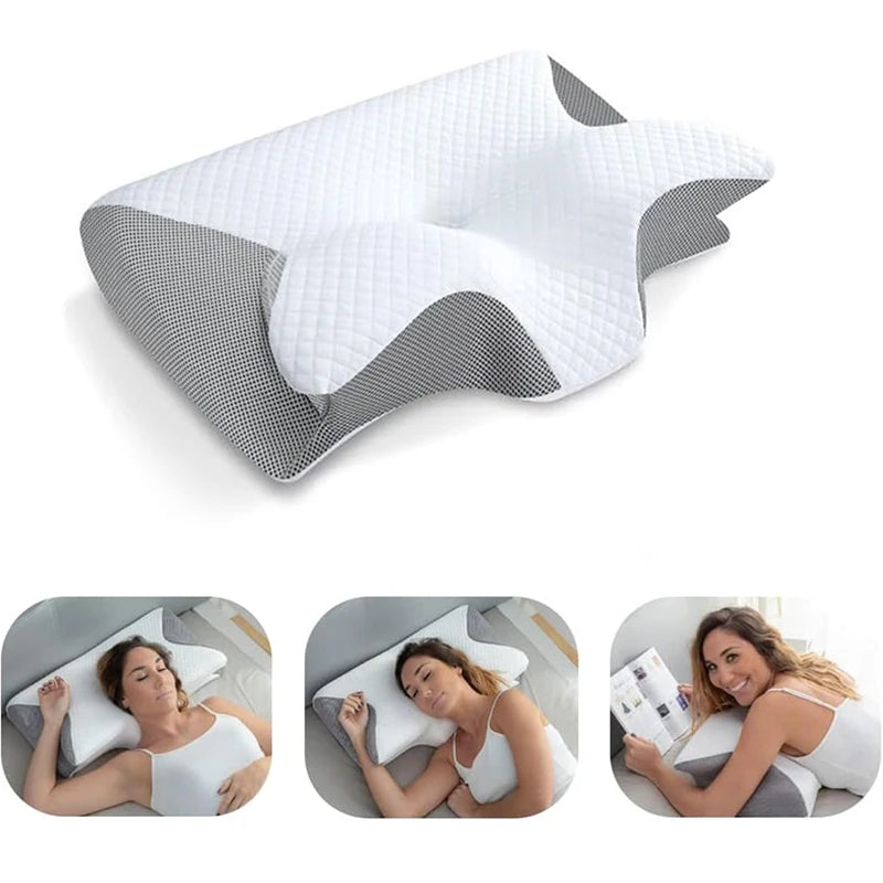 Ultimate Pain Relief – 2-in-1 Orthopedic Memory Foam Neck Pillow