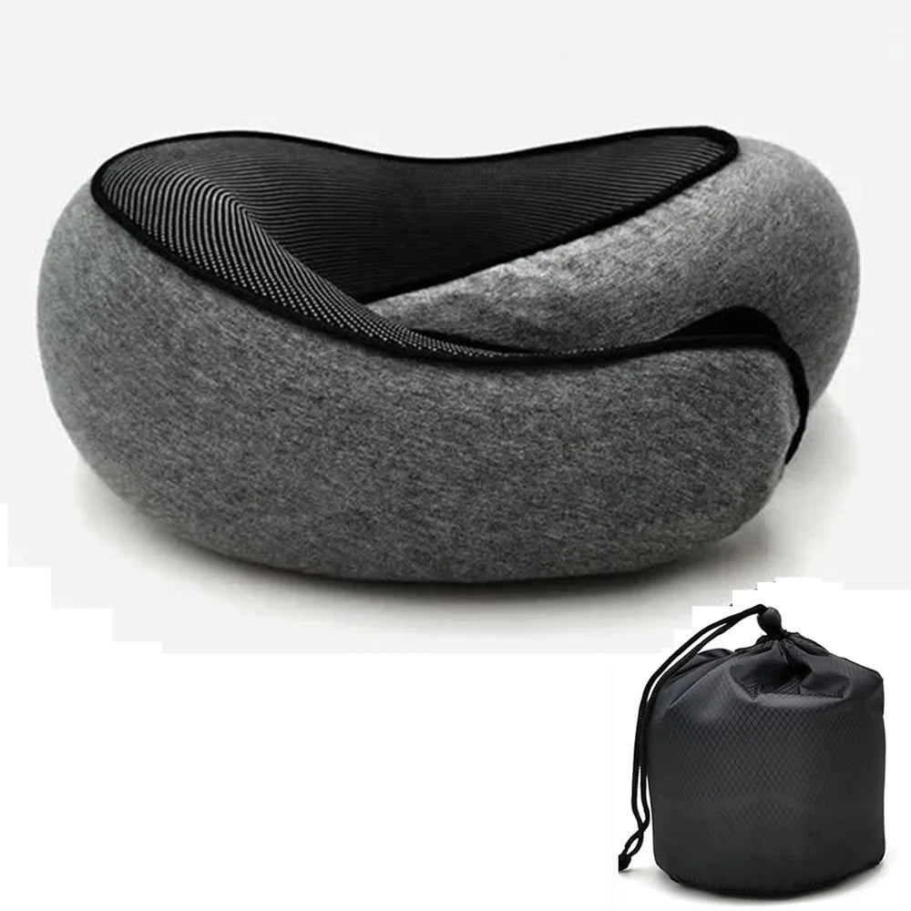 Memory Foam Travel Neck Pillow - U-Shaped Snail Style | Portable, Adjustable & Soft Sleep Support