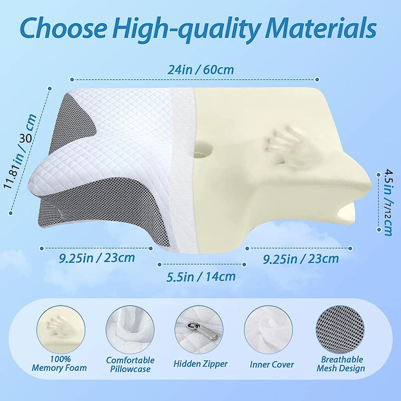 Ultimate Pain Relief – 2-in-1 Orthopedic Memory Foam Neck Pillow