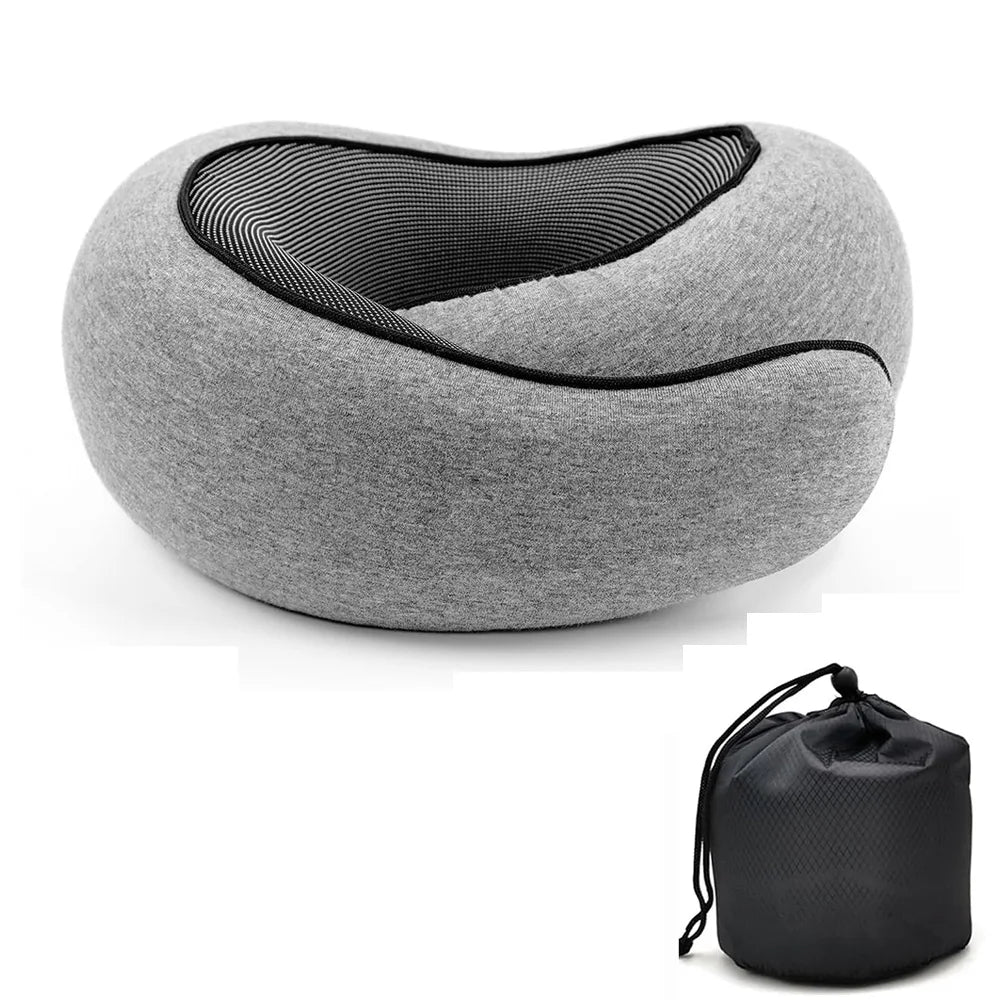 Memory Foam Travel Neck Pillow - U-Shaped Snail Style | Portable, Adjustable & Soft Sleep Support