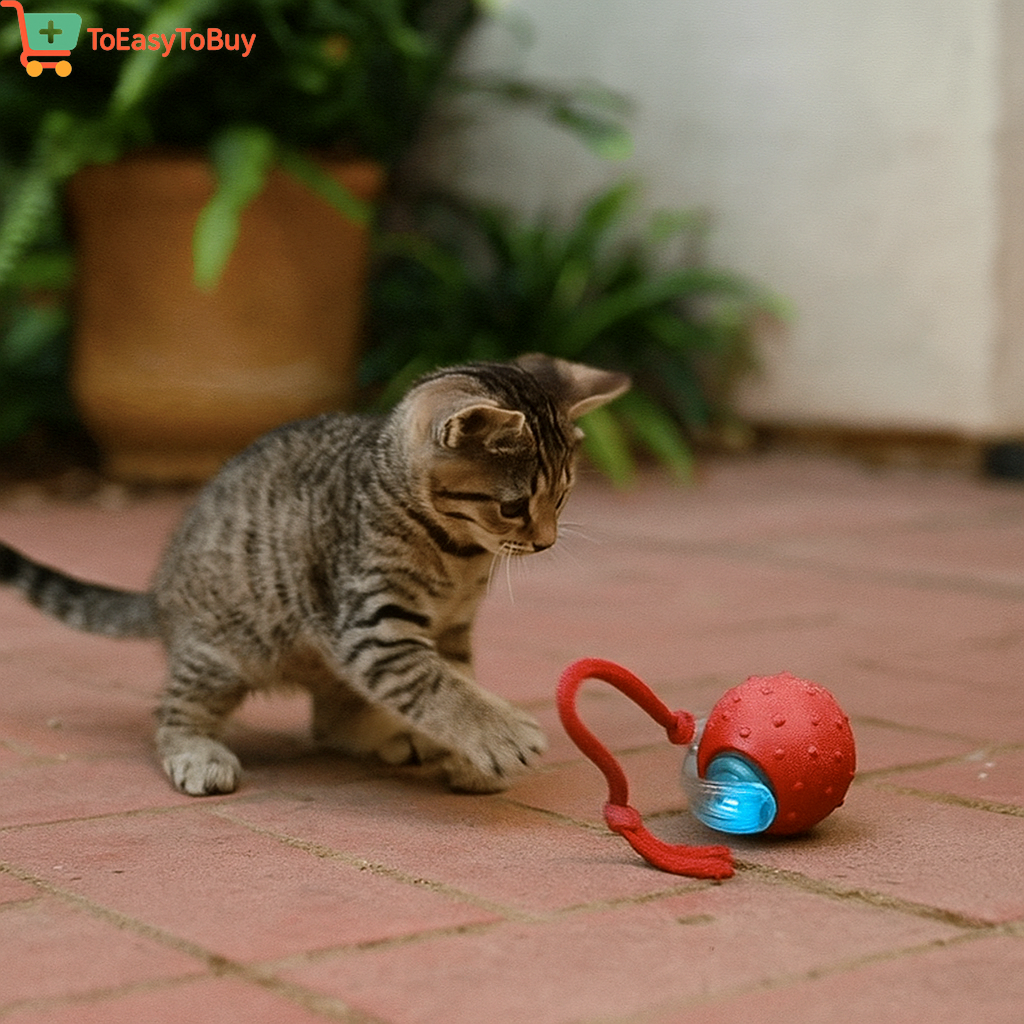 BirdieBuzz  - Cat & Dog Toy - Interactive USB Rechargeable Ball Toy on Rug with Bird Chirping, Anti-Depression Fun Gift for Cats & Dogs