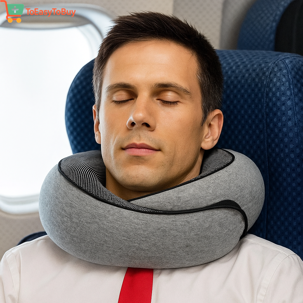 Memory Foam Travel Neck Pillow - U-Shaped Snail Style | Portable, Adjustable & Soft Sleep Support